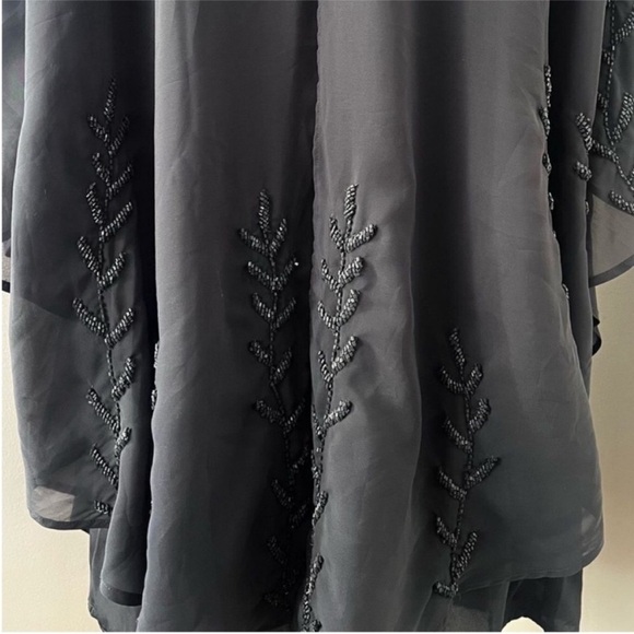 Free People Beaded Mini Pointed Cape Dress Grey - Picture 8 of 10